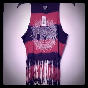 NWT Cropped fringe tye dye tank